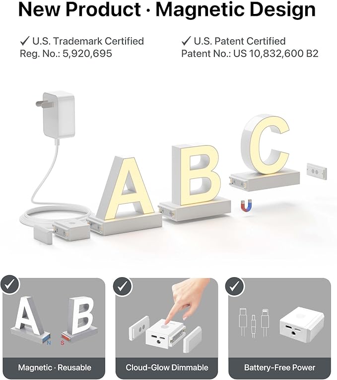 Light Up LED Letter B, H 3.7" Light with Touch Control, Event Display Letters, Marquee Letter Warm White 3000K