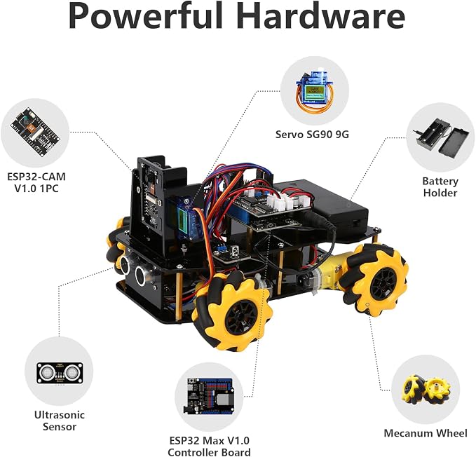ACEBOTT Robot Kit with 3MP Camera, Robotics for Kids Ages 8–12 12-16 Compatible with Arduino & Scratch, App & Remote Control, STEM Toys Coding Robot Kit, Gift for Kids, Teens and Adults