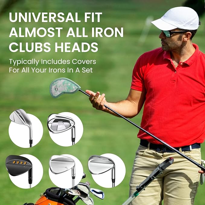 Golf Club Covers Iron Value 12 Pack Stylish Synthetic Leather Headcover, Embroidery Numbers Head Covers Universal Protector Fit Main Iron Wedge Clubs, Accessories Travel for Men Women
