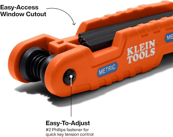 Klein Tools 70550M Pro Folding Hex Key Set, 10-Key Metric Sizes 1.5mm to 12mm, Industrial Strength Heat Treated Alloy Steel
