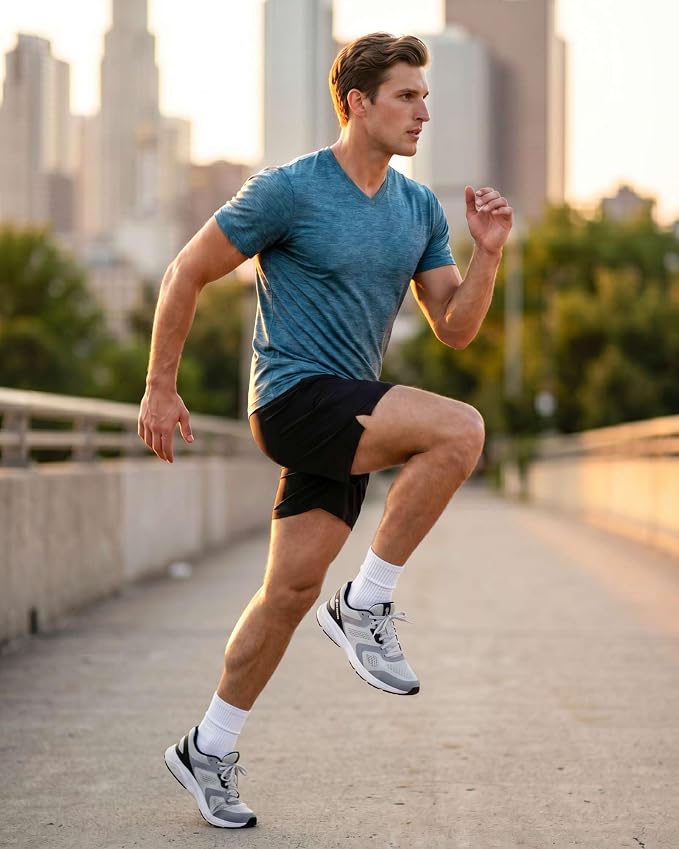5 Pack Men's Dry Fit V Neck Gym Workout T Shirts Athletic Moisture Wicking | Cooling, Quick Dry, Breathable, Short Sleeve, Exercise, Cycling, Sports, Outdoor, Fitness, Golf, Crossfit, Hiking, Tennis