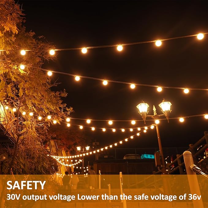 52 Ft LED Outdoor String Lights, Connectable Patio Hanging Light with 15Pcs Waterproof Vintage Edison Bulbs for Backyard Light, Bistro Lights Camping Outdoor Lighting
