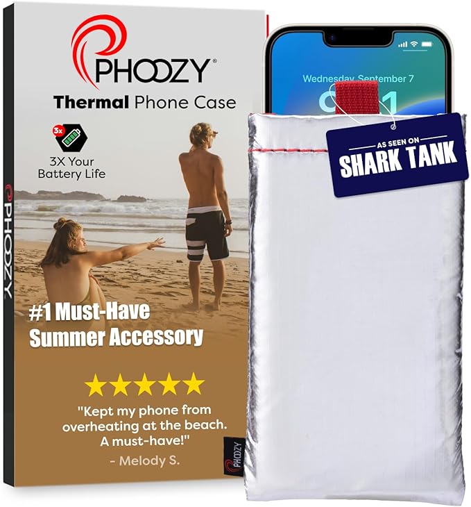 PHOOZY Apollo Thermal Phone Case | Insulated Phone Pouch Extends Battery Life 3X | Heat Resistant Drop Protection | Military Grade Water Resistant | Medium | Silver