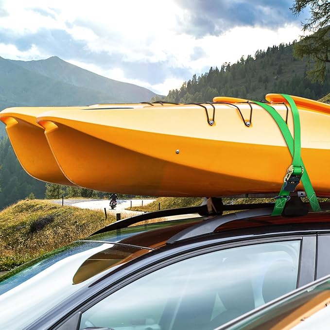 Ratchet Tie Down Strap 8-Pack 15 Ft - 500 lbs Load Cap with 1500 lbs Breaking Limit, Ohuhu Ratchet Tie Downs Logistic Cargo Straps for Moving Appliances, Motorcycle, Green
