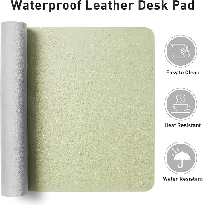 Aothia Leather Desk Pad Protector, Large Mouse Pad, Office Desk Mat, Non-Slip PU Leather Desk Blotter, Laptop Desk Pad, Waterproof Desk Writing Pad for Office and Home (Grass Green, 23.6" x 13.7")