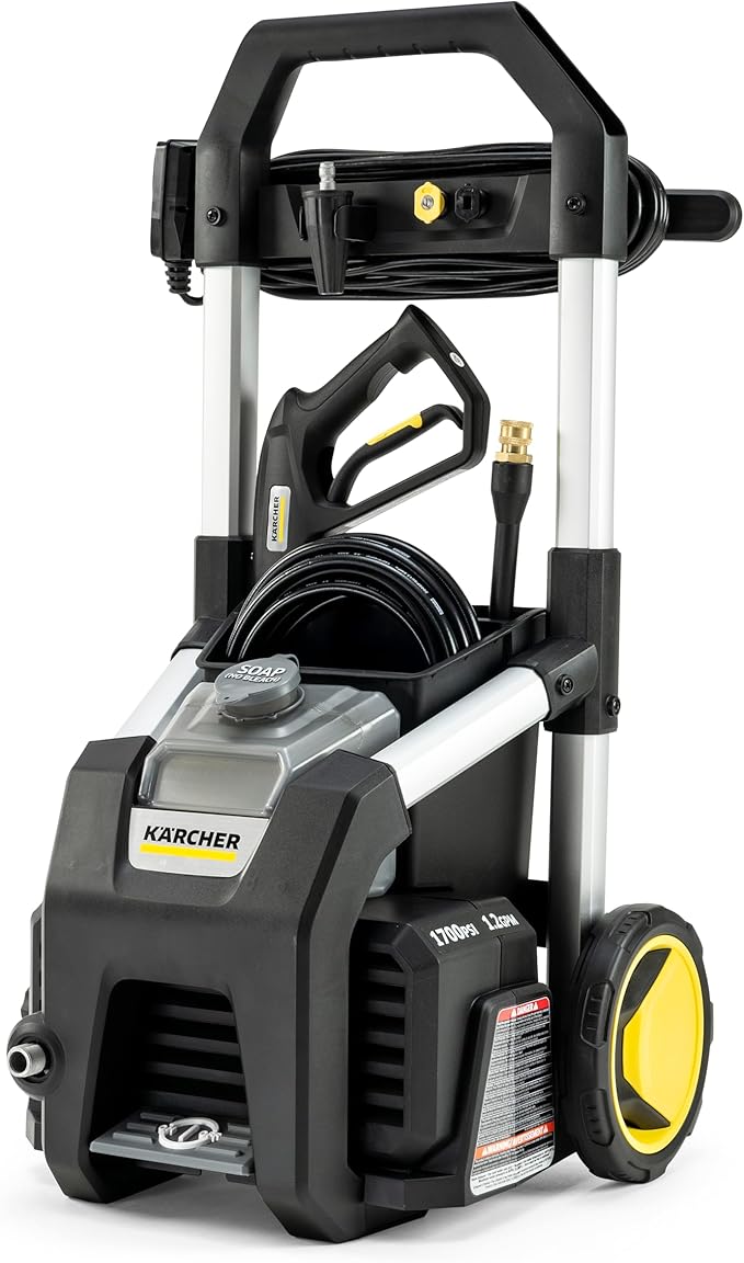 Kärcher Pressure Washer K1700B, CETA Certified, 3 Spray Nozzles, Detergent Tank, for Cars, Driveways, Siding, Patios, 1.2 max. GPM