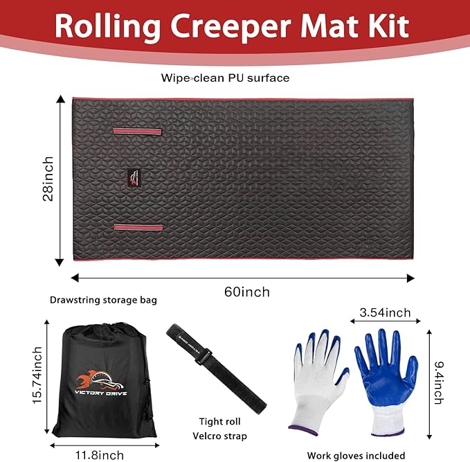 Upgraded Magical Rolling Creeper Mat Car RepairGarage Mat 60"X28",Made Available for Self-Driving Tourong-Haul Truck for Working On The Ground Working Excellent Mechanic Repair mat-Red