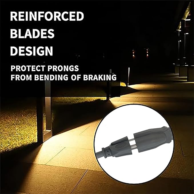 Indoor Outdoor Extension Cord Weatherproof, UL Certified, 16 Gauge 8FT Grey 3 Prong Heavy Duty, 16/3 SJTW 13A Power Cord for Outdoor Lights, Appliances, Lawn