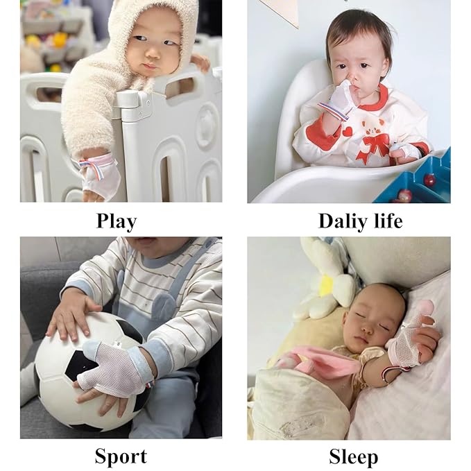 Thumb Sucking Guard for Kids with Finger Sucking Guard Gloves to Stop Thumb Sucking Deterrent Gloves for Ages 6 Months to 8 Years (Pink, M)