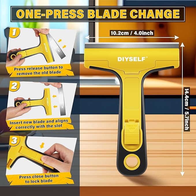 DIYSELF 1 Pack Razor Blade Scraper with 10 Extra Razor Blades, Scraper Tool, Glass Scraper for Cleaning, Glass Stove Top Scraper, Window Scraper, Paint, Cooktop, Oven Scraper, Razor Scraper Tool