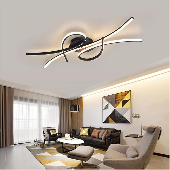Smart Home Led Pendent Light Living Room Bedroom Study Room Hanging Light Black/Gold Art Decoration Chandelier,for Home Decor