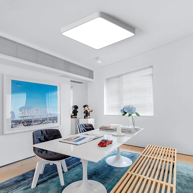 Ganeed 19.6 inch LED Ceiling Lights, 39W Square Flush Mount Day Light 6500K LED Ceiling Lamp, Energy Saving Light Fixture for Office Bedroom Kitchen Hallway Hotel, White