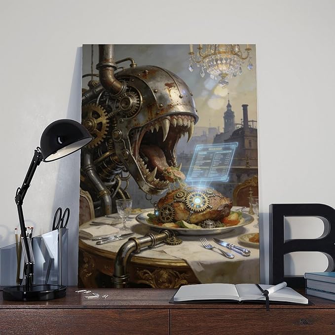 Framed Steampunk Fantasy Wall Art for Living Room And Dining Room Vintage Industrial Decor 12x18inch(30x45cm)