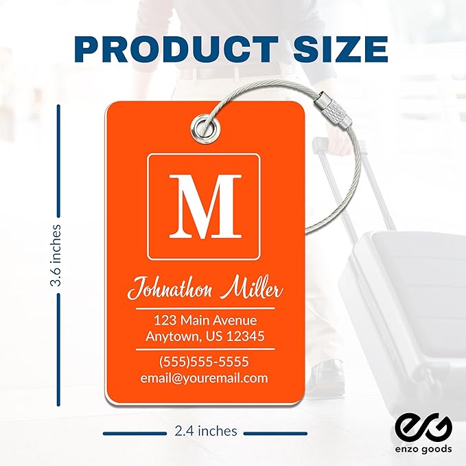 Personalized Luggage Tag | Custom Luggage Tags for Suitcases | Kids Backpack Tag | 10 Color Options & Choose Font, Font Color