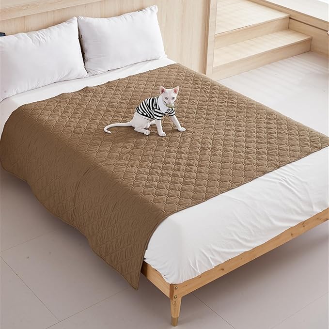GIBZ Waterproof Dog Bed Blanket Cover Anti Slip Pet Furniture Protector Washable Large Washable Quilted Mat for Indoor, Grey, 75x180cm