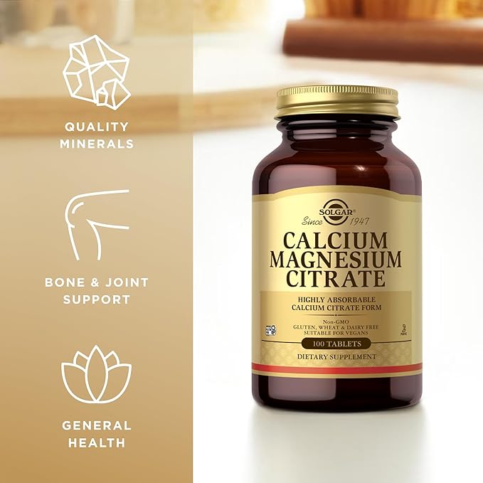 Solgar Calcium Magnesium Citrate - 100 Tablets, Pack of 3 - Non-GMO, Vegan, Gluten Free, Kosher - 60 Total Servings