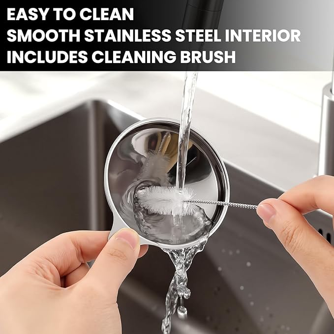 Mifoci 6 Pcs Stainless Steel Kitchen Funnels Set 3 Sizes Mini Food Grade Metal Funnels for Liquids, Oils, Powders & Spices Includes 2 Cleaning Brushes and Hanging Rings for Easy Storage