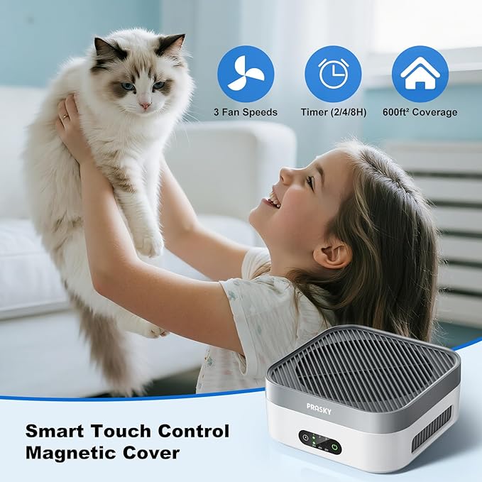 Air Purifiers for Home, H13 True HEPA Filter Captures Smoke Odor Pet Dander, Portable Quiet Car Air Purifier for RV/Desk/Bedroom/Office, Covers up to 600 Ft², Timer