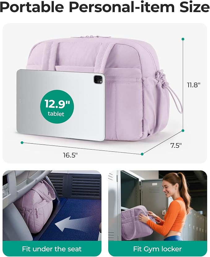 BAGSMART Duffle Bag for Travel, Gym Bag for Women, Weekender Carry on Bag | PVC Wet Pocket, Airline Approved Personal Carry-on Size, Fits Under-seat, One Bag for Gym, Travel, Hospital, Overnight