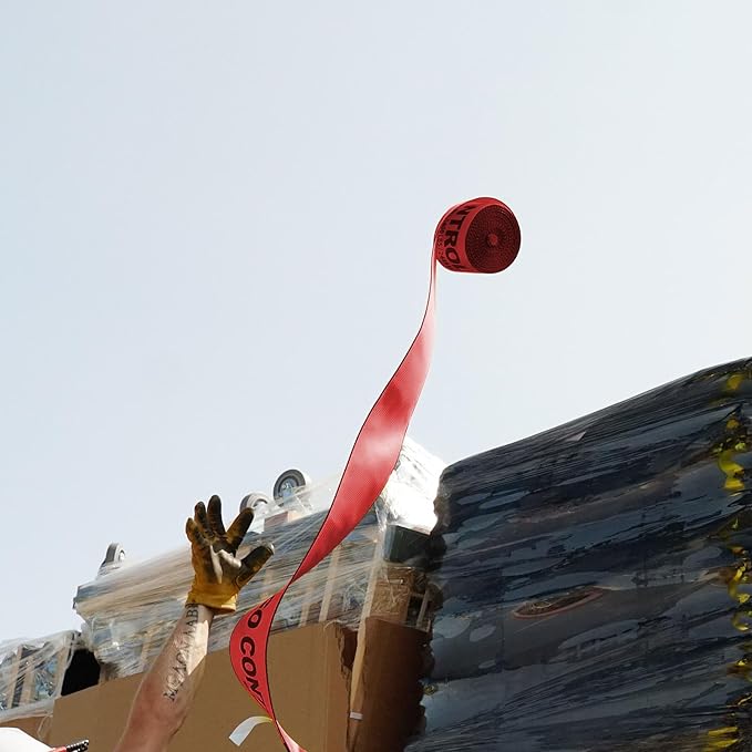 US Cargo Control J Hook Ratchet Strap 4 Inch x 27 Foot, 5,400 LBS Working Load Limit, Red 4 Inch Ratchet Straps Heavy Duty for Flatbed Trailers, Professional Flatbed Hauling