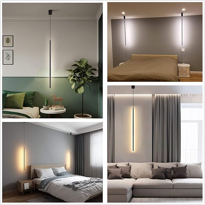 Modern Chandelier Geometry Line Strip Hanging Light, Led Chandelier, Living Room TV Wall Decor LED Pendant Lamps, Ceiling Lights Fixtures for Kitchen, Bedroom, Study Room(Warm Ligh