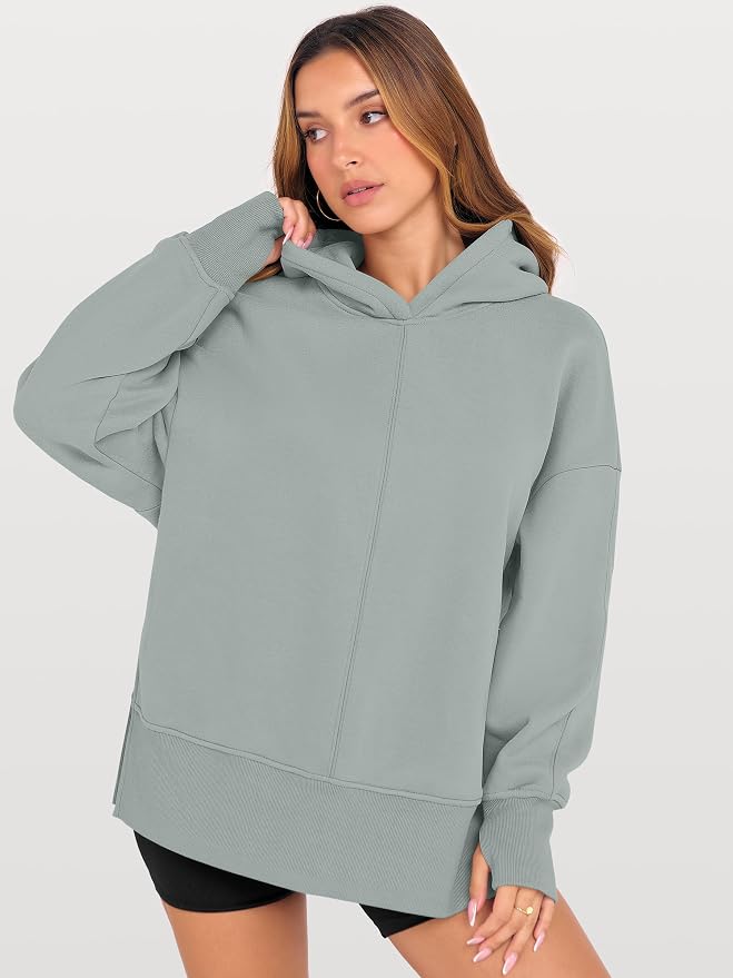 ANRABESS Womens Oversized Hoodies Long Sleeve Fleece Side Slit Hooded Sweatshirts Pullover 2026 Fall Outfits Y2K Clothes