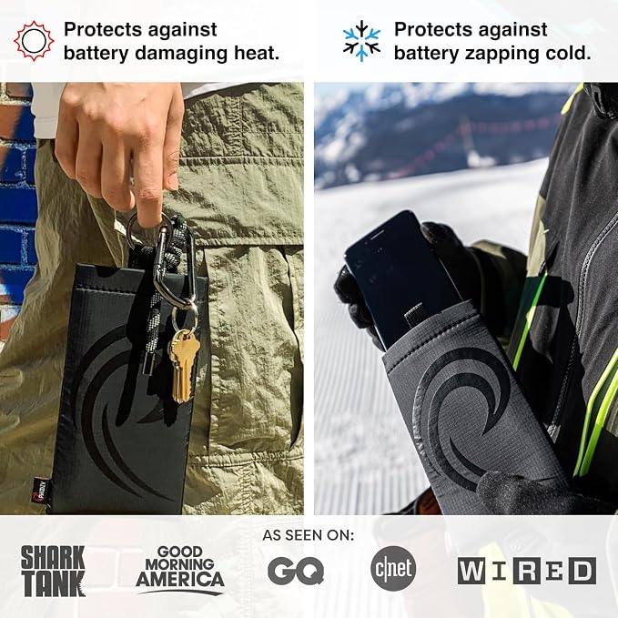 PHOOZY Apollo II Thermal Phone Case with NASA-Derived Technology - Extends Battery Life 4X in Hot or Cold Weather - Military Grade 8-Foot Drop Protection Insulated Pouch - Large Black