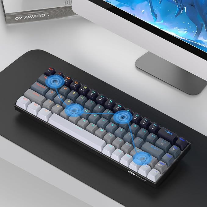 MageGee Portable 60% Mechanical Gaming Keyboard, RGB Backlit Compact 68 Keys Mini Wired Office Keyboard with Red Switches for Laptop PC Mac - Gradient Black
