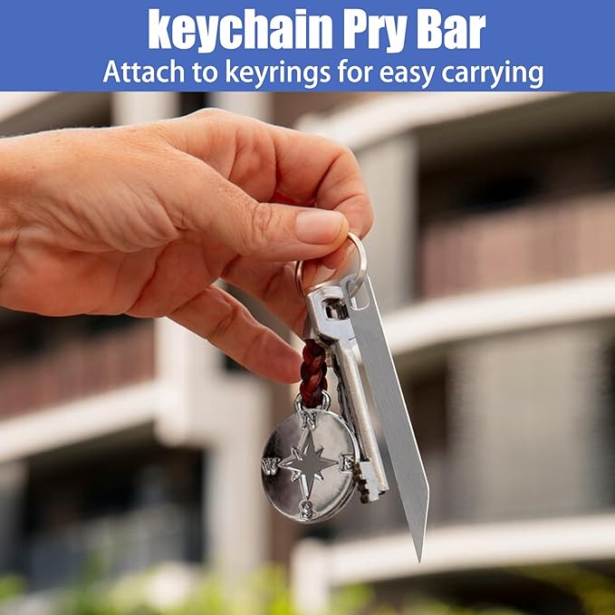 EDC Keychain Pry Bar- Stainless Steel Prybar for Every Day Carry - Small Multitool Mini Crowbar - EDC Gear for Screw Driver, Box Opener - Minimalist Tool