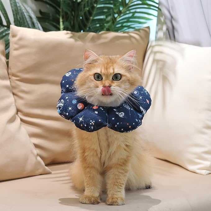ComSaf Cat Cone Collar Soft, Protective Adjustable Cat Cones to Stop Licking After Surgery, Comfortable Lightweight Elizabethan Collar for Kitten Prevent from Licking Wounds, Not Block Vision