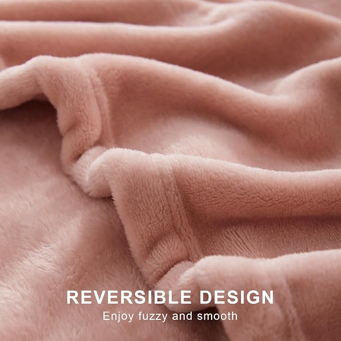 Hansleep Throw Dusty Pink Fleece Blanket, Soft Flannel Bed Blanket | Fuzzy Cozy Blanket 50x60 Inches, Multi-use for Bed, Sofa, Couch, Travel, Camping, All Season Warm Lightweight Cover
