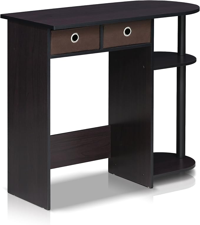 Furinno Go Green 32-Inch Brown Computer Desk, Office Desk with 2 Side Shelves and Storage Bins, Rectangular Home Office Desk, Gaming Desk for Home Office, Bedroom, Study Room, Dark Mocha