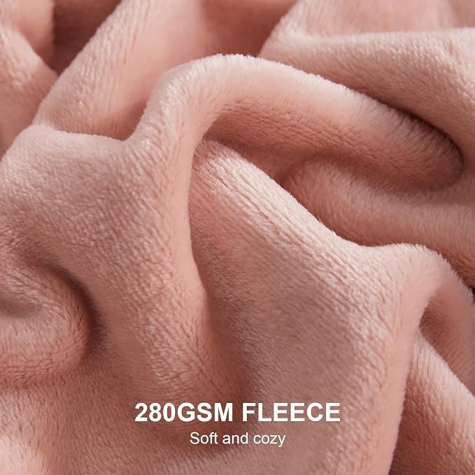 Hansleep Throw Dusty Pink Fleece Blanket, Soft Flannel Bed Blanket | Fuzzy Cozy Blanket 50x60 Inches, Multi-use for Bed, Sofa, Couch, Travel, Camping, All Season Warm Lightweight Cover