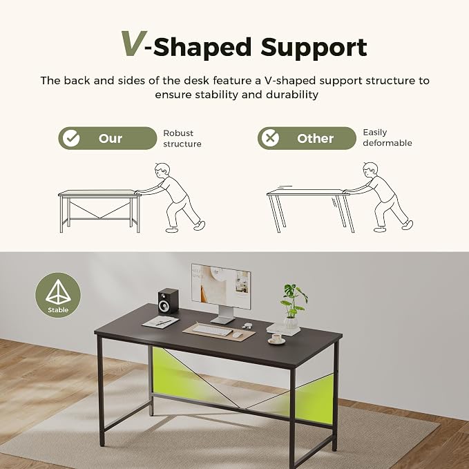 Mericonia 32x20 Inch Computer Desk, 0.6" Thick Small Office Table | Modern Simple Style, Small Study & Writing Table for Home Bedroom Work, Black