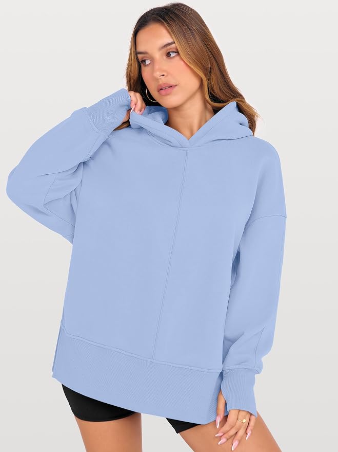ANRABESS Womens Oversized Hoodies Long Sleeve Fleece Side Slit Hooded Sweatshirts Pullover 2026 Fall Outfits Y2K Clothes