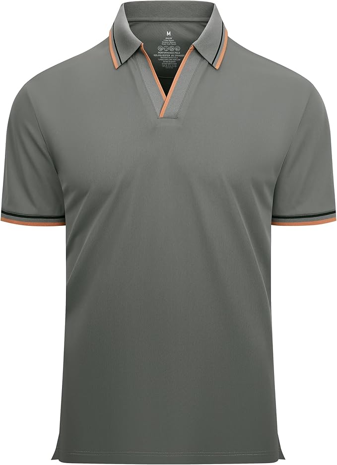 Esabel.C Jacquard Golf Shirts for Men Moisture Wicking Short Sleeve Performance Dry Fit Active Mens Polo Shirts