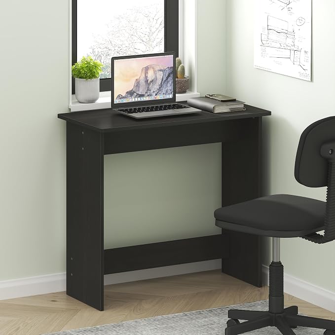 Furinno Simplistic 31-in Black Computer Desk with Drawers, Black Espresso | Small Office Desk, Rectangular Home Office Desk, Gaming Desk for Home Office, Bedroom, Study Room