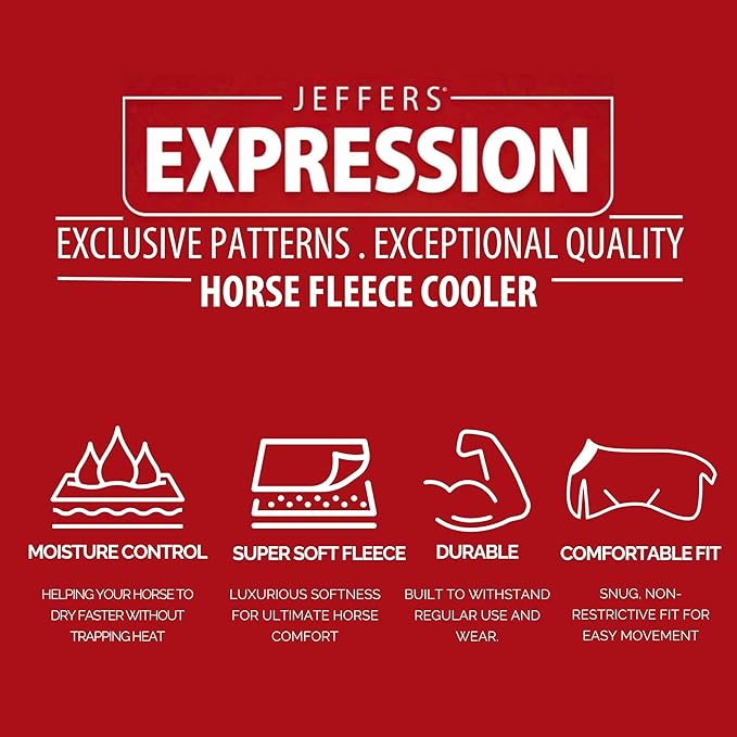 Jeffers Expression Fleece Cooler for Horses, Standard Neck, Rose Garden 66"- Equine Towel Blanket, Moisture Absorbent, Light Weight, Best for Drying, Exercise, Bathing, Adjustable Belly Bands