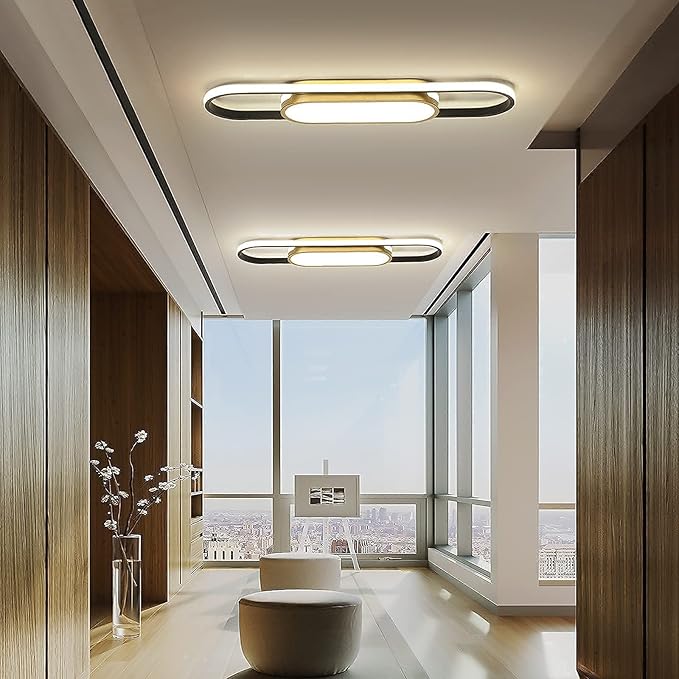 Tioolo Modern LED Flush Mount Ceiling Lights Dimmable LED Ceiling Lamp with Remote Control 2.3ft Acrylic Linear Ceiling Lighting Fixtures for Living Room Kitchen Dining Room Bedroom (40W/3000-6500K)