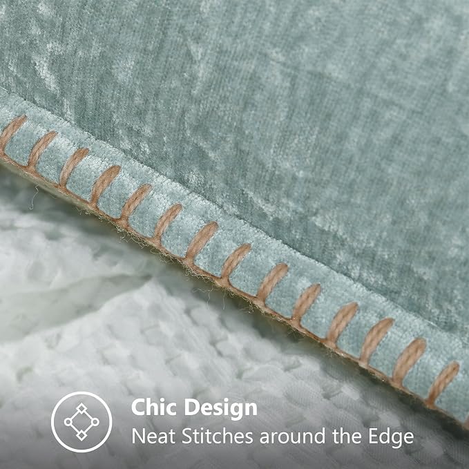 decorUhome Soft Chenille Throw Pillow Covers 12x20 Set of 2 Aqua Haze | Fall Textured Decorative Throw Pillow Cases Stitched Edge Modern Farmhouse Luxury Boho Velvet for Couch Sofa Bed Home Decor