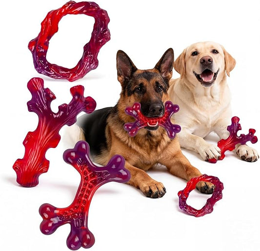 6-Pack Indestructible Dog Toys for Large Breed: Dog Toys for Aggressive Chewers, Nylon Dog Chew Bones for Large Dogs, Dog, Irresistible Beef Flavor