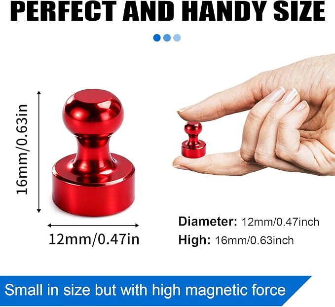 LOVIMAG Fridge Magnets 20Pcs, Magnet for Refrigerator Whiteboard, Red | Small Strong Neodymium Metal Cute Push Pin for Classroom, Kitchen, Accessories Decorative, Office, Calendar