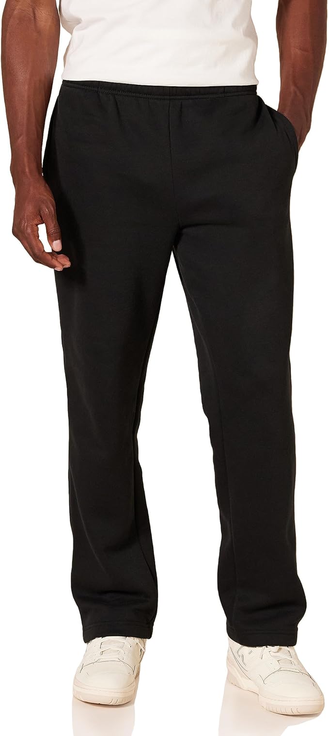 Amazon Essentials Men's Relaxed Straight Leg Fleece Open Bottom Sweatpant (Available in Big & Tall)