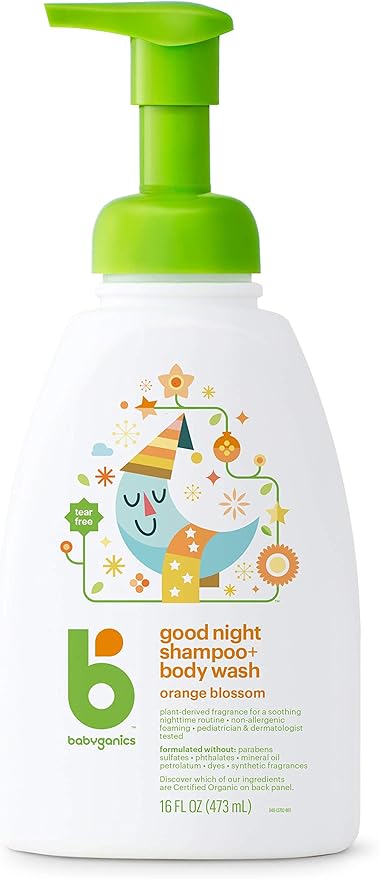 Babyganics Baby Shampoo + Body Wash Pump Bottle, Orange Blossom, 16oz, , Packaging May Vary