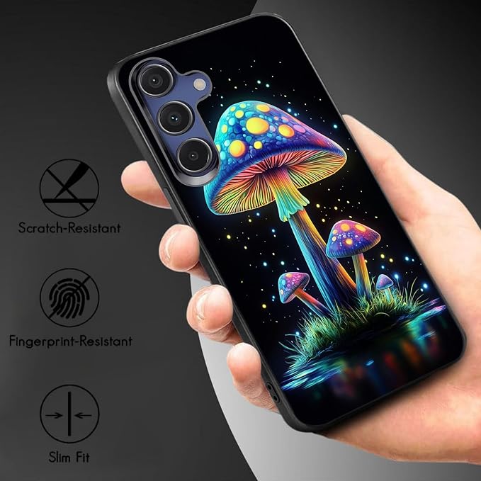 Designed for Galaxy A17 5G Phone Case,Slim Silicone Shockproof Protective Case for Galaxy A17 5G 6.7 inch,Luminous Mushroom