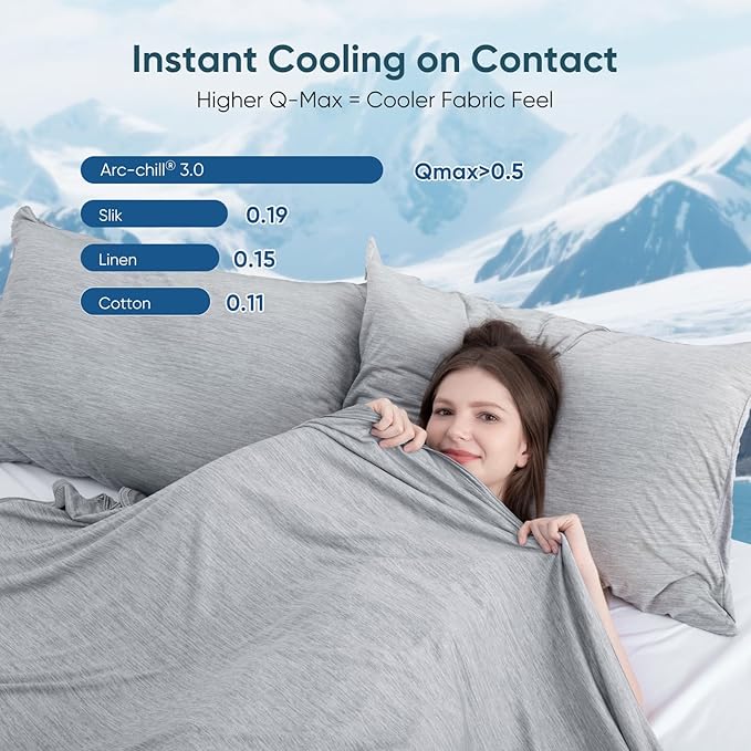 Elegear Double-Sided Cooling Blanket for Hot Sleepers, Queen, Arc-Chill 3.0 | Q-Max>0.5 Cooling Fabric, Absorbs Heat to Keep Body Cool, Breathable Summer Blankets for Night Sweats & Menopause, 79"x86"