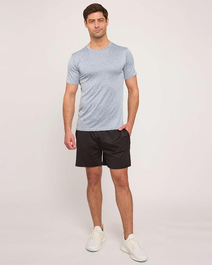 5 Pack Men's Dry Fit Short Sleeve T-Shirt Gym Workout Athletic Running Tee | Cooling, Moisture-Wicking, Crew Neck, Quick-Dry, Breathable, Active, Exercise, Fitness, Basketball, Cycling, Hiking, Tennis