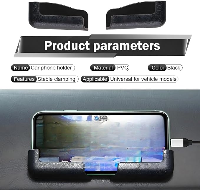 2 PCS Car Mobile Phone Brackets, Multifunctional Dashboard Phone Holder Mounted, Self Adhesive Adjustable Width Cellphone Bracket, Fit for All Phones, Back Seat, Wall, Home (Black)