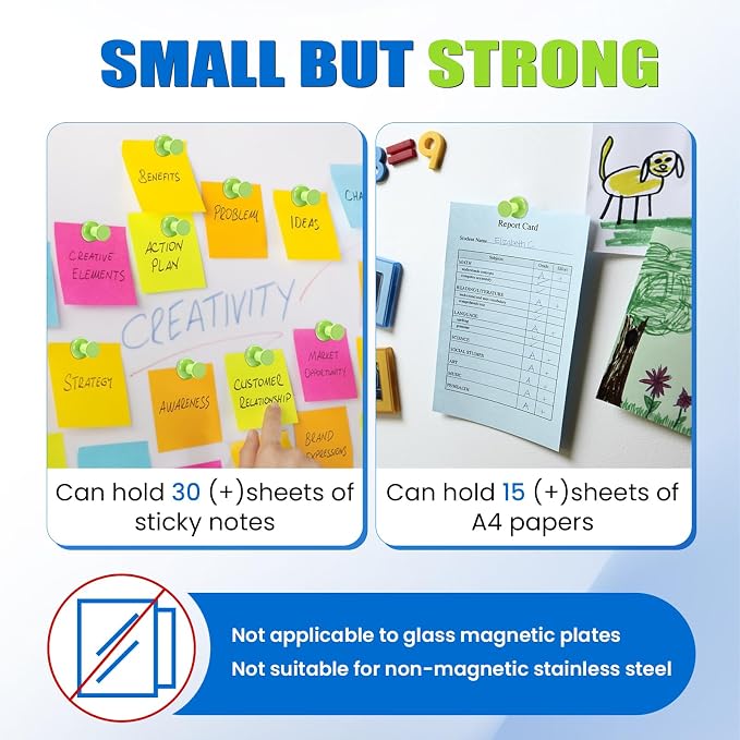 LOVIMAG Fridge Magnets 20Pcs, Magnet for Refrigerator Whiteboard, Green | Small Strong Neodymium Metal Cute Push Pin for Classroom, Kitchen, Accessories Decorative, Office, Calendar