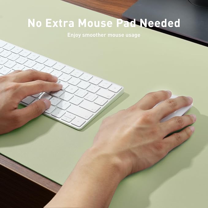 Aothia Leather Desk Pad Protector, Large Mouse Pad, Office Desk Mat, Non-Slip PU Leather Desk Blotter, Laptop Desk Pad, Waterproof Desk Writing Pad for Office and Home (Grass Green, 23.6" x 13.7")